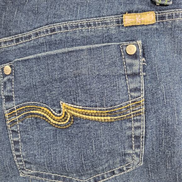 Riva Karen Jeans Skirt Womens L Blue Denim A Line Rodeo Western Casual Pockets - Picture 6 of 16